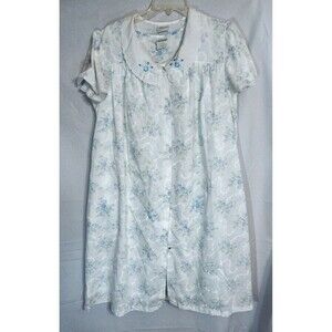 Adonna Nightgown Robe Set Floral Snap Women L Embroider Lace USA GrandmaCore